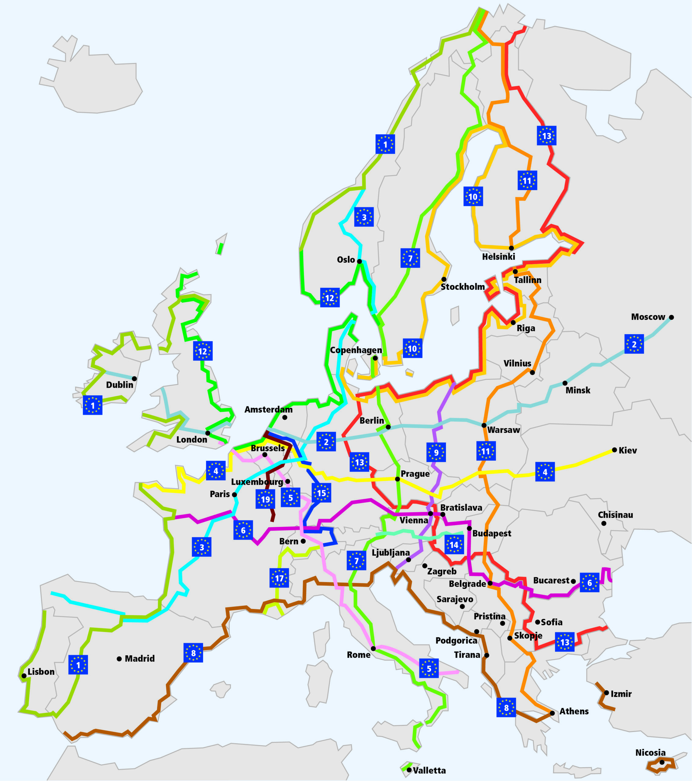 Toutes les cartes du Réseau EuroVelo (et les traces GPX)