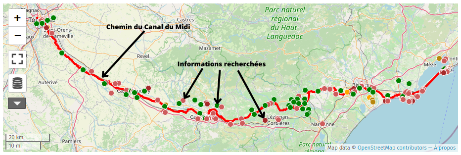 Canal du Midi : Carte des points d’eau, de ravitaillement, d’hébergement…